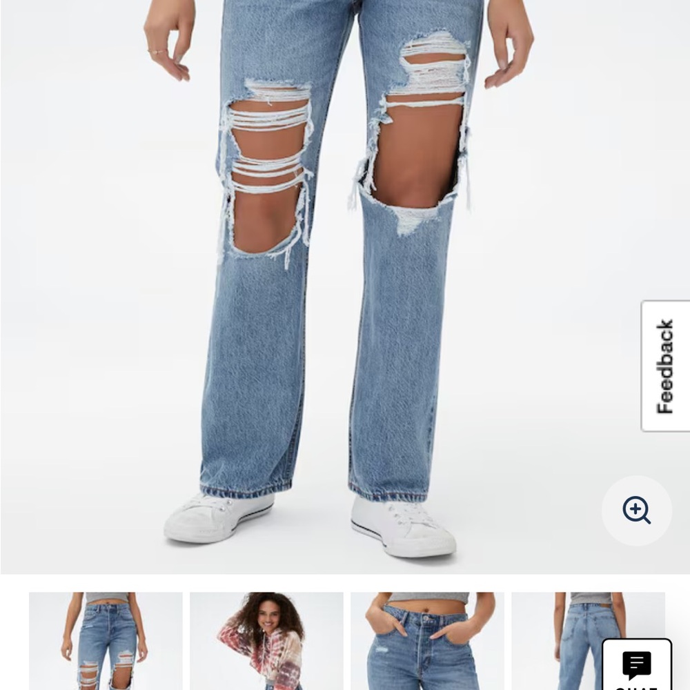 Aeropostale Medium Blue Ripped Straight Leg Jeans